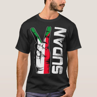 Retro Patriotic Victory Sudan Flag Fingers T-Shirt