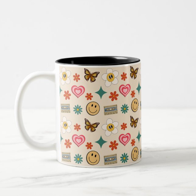 Retro Pattern 01 Two-Tone Coffee Mug (Left)