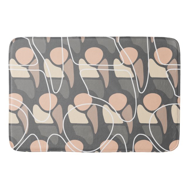 Retro Pattern Abstract Man Peach Slate Gray Bath Mat (Front)