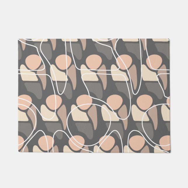 Retro Pattern Abstract Man Peach Slate Gray Doormat (Front)