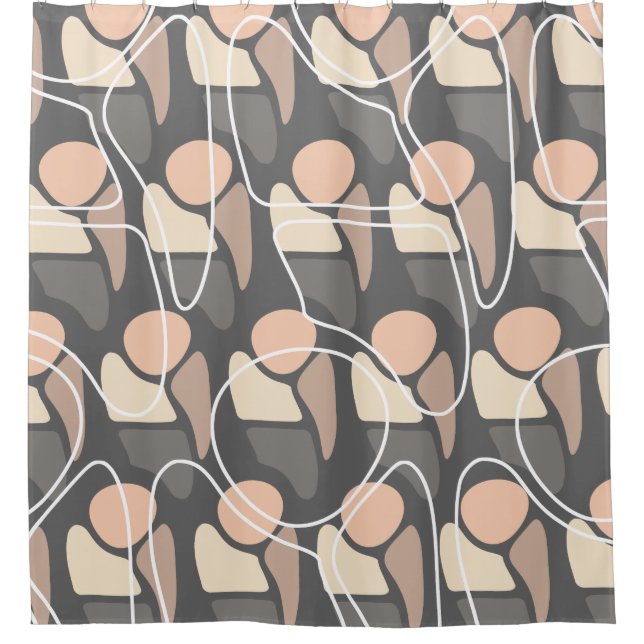 Retro Pattern Abstract Man Peach Slate Gray Shower Curtain (Front)