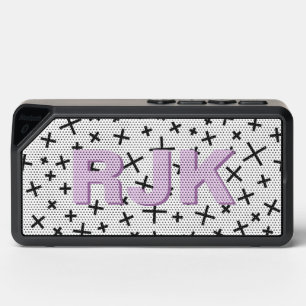 Retro Pattern and Lavender Monogram Personalized Bluetooth Speaker