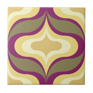 Retro Pattern Brown Green Ceramic Tile