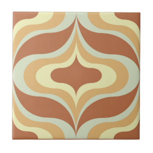 Retro Pattern Brown Neutral Ceramic Tile