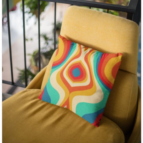 Retro Pattern Classic Colors Throw Pillow