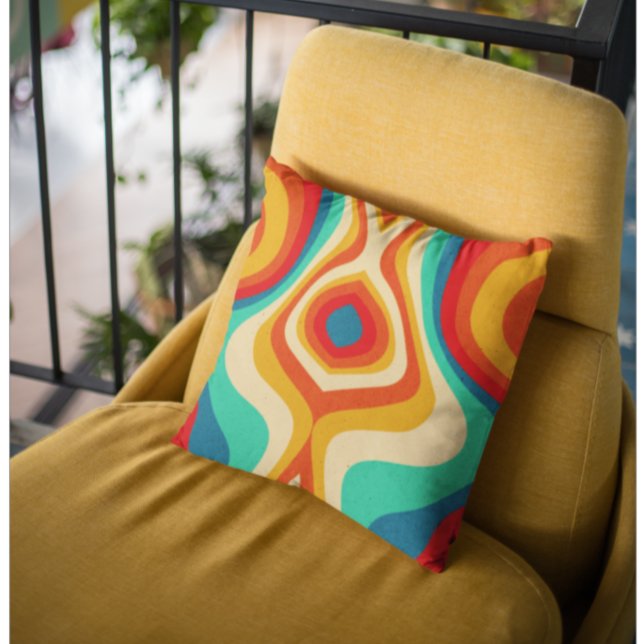 Retro Pattern Classic Colors Throw Pillow (Creator Uploaded)