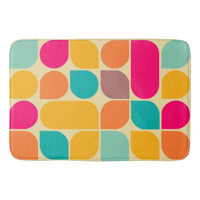 Retro pattern colored bath mat (Front)