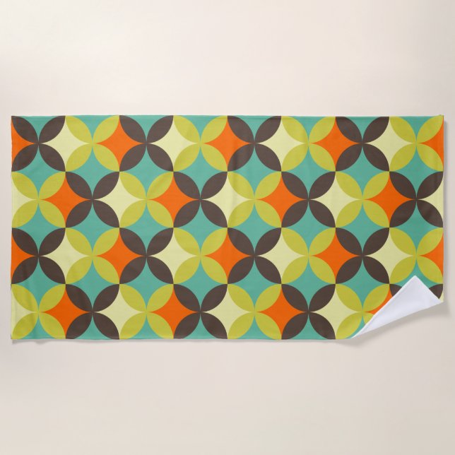 Retro pattern colored beach towel (Front)