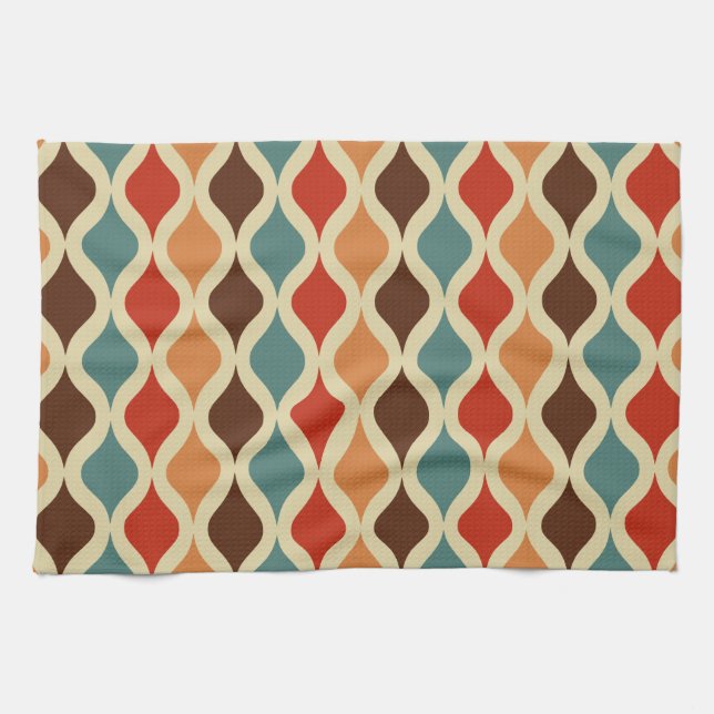 Retro pattern colored kitchen towel (Horizontal)