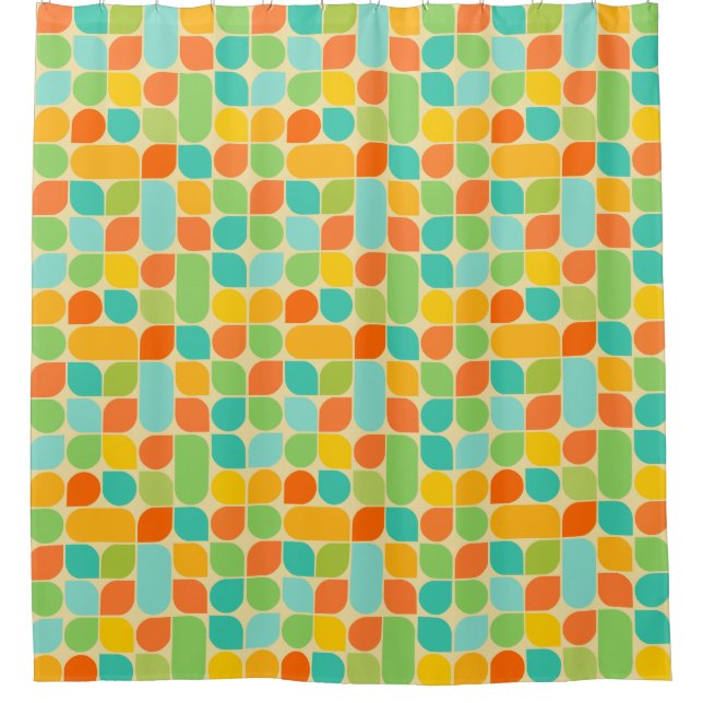Retro pattern colored shower curtain (Front)