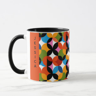 RETRO Pattern Colorful Mid Century Modern Name Mug