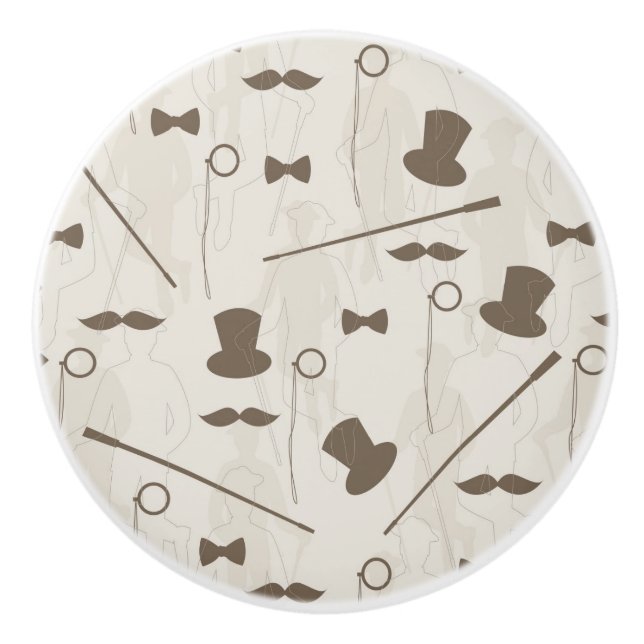 Retro pattern for man 2 ceramic knob (Front)