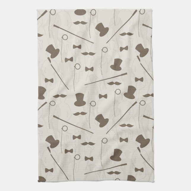 Retro pattern for man 2 kitchen towel (Vertical)