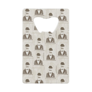 Retro pattern for man credit card bottle opener