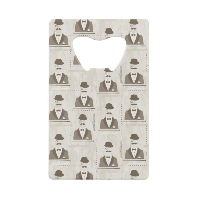 Retro pattern for man credit card bottle opener (Front)