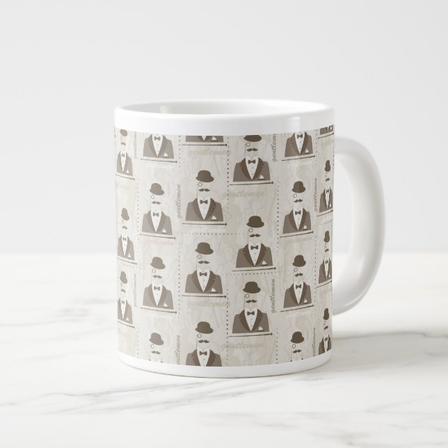 Retro pattern for man giant coffee mug (Front Right)