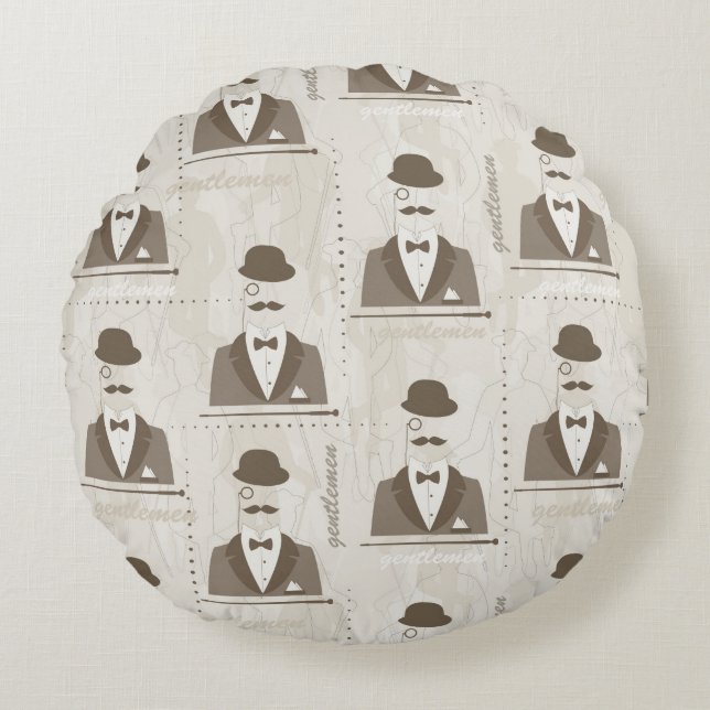 Retro pattern for man round pillow (Front)