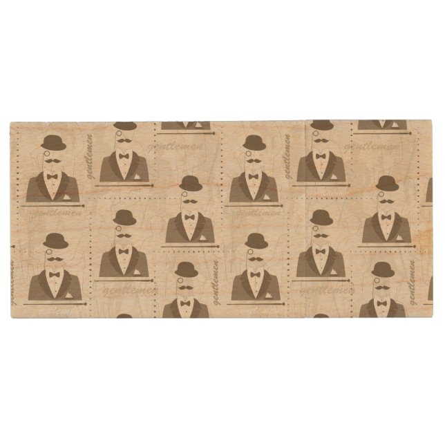 Retro pattern for man wood USB flash drive (Front)