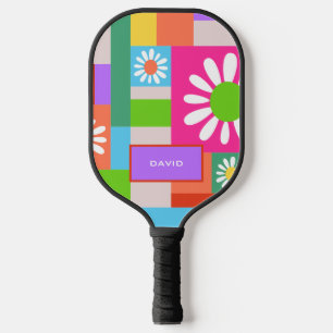 Retro Pattern geometric square shapes Pickleball Paddle