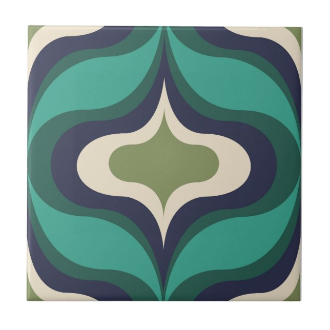 Retro Pattern Green Ceramic Tile (Front)