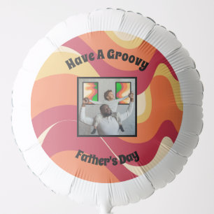 Retro Pattern "Groovy Father's Day" Family Photo Balloon