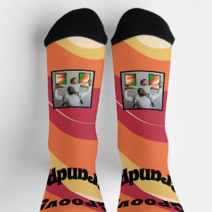 Retro Pattern "Groovy Grandpa" Photo Socks