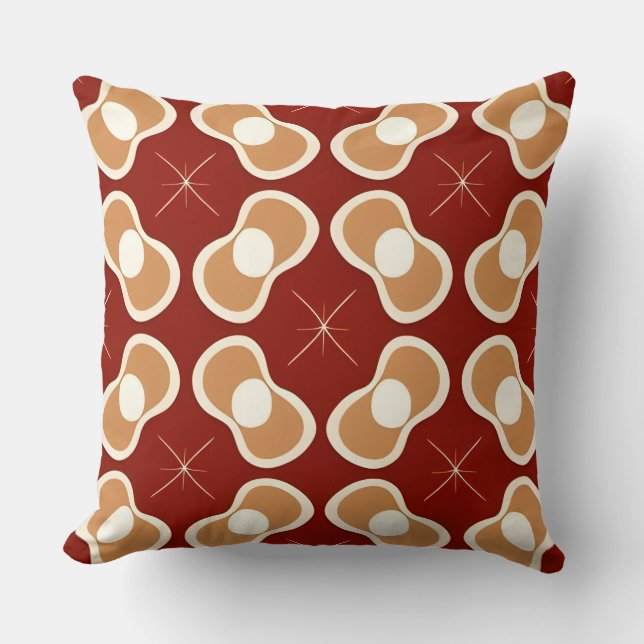 Retro Pattern in Earthy Tones with Abstract Throw Pillow (Front)