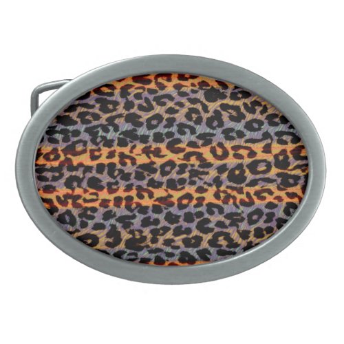 Retro pattern leopard fur texture oval belt buckle