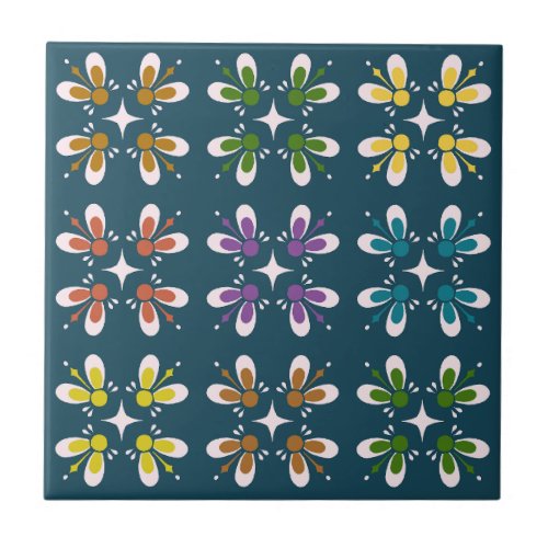 Retro pattern of Spanish culture l Colorful floral Ceramic Tile