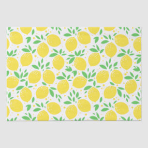 Retro Pattern of Summertime Lemon Citrus Fruit Ti Tissue Paper