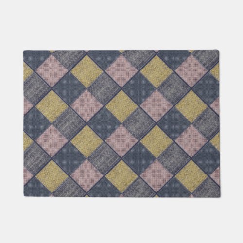 Retro Pattern Pink and Gray Doormat