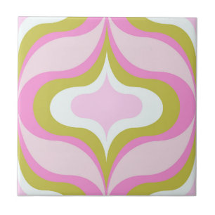 Retro Pattern Pink  Ceramic Tile