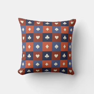 Retro pattern Play The Hand You're Dealt Card Game Throw Pillow