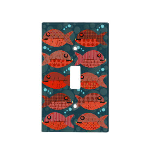 Retro Pattern Red Fish Light Switch Cover