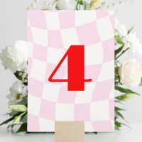 Retro Pattern Red Pink Bold Table Number