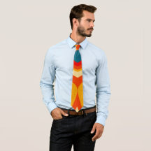 Retro Pattern Red Yellow Green Orange Neck Tie