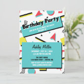 Retro Pattern Themed Birthday Party Invitation (Standing Front)