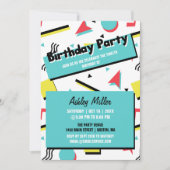 Retro Pattern Themed Birthday Party Invitation (Front)