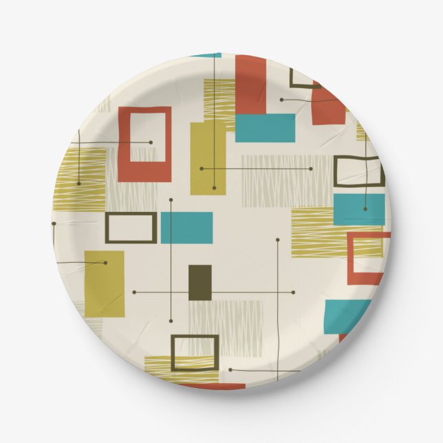 Retro Pattern Vintage Paper Plates (Front)