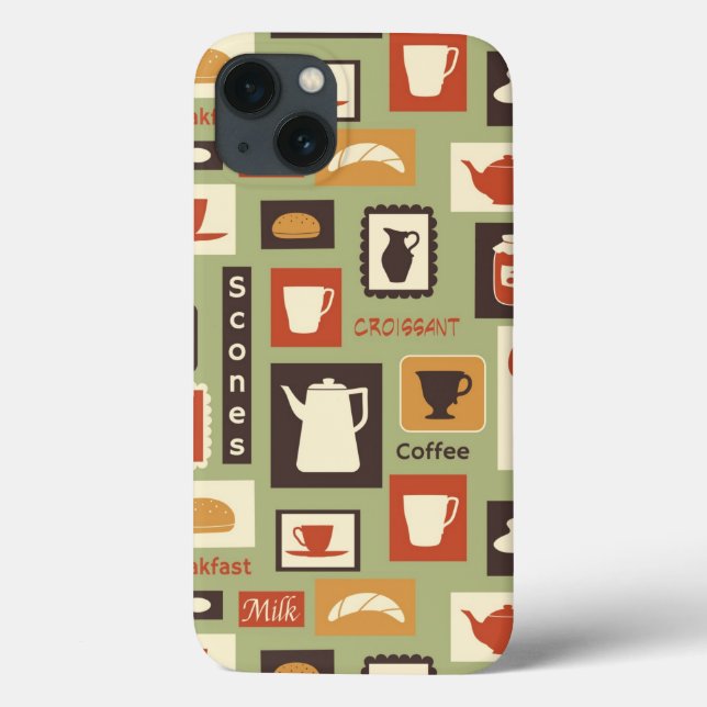 Retro pattern with kitchen dishes for breakfast Case-Mate iPhone case (Back)