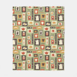 Retro pattern with kitchen dishes for breakfast fleece blanket