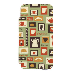 Retro pattern with kitchen dishes for breakfast iPhone SE/5/5s wallet case