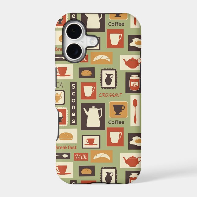 Retro pattern with kitchen dishes for breakfast iphone case (Back)