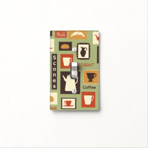 Retro pattern with kitchen dishes for breakfast light switch cover