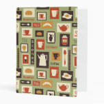 Retro pattern with kitchen dishes for breakfast mini binder