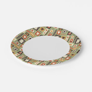 Retro pattern with kitchen dishes for breakfast paper plates