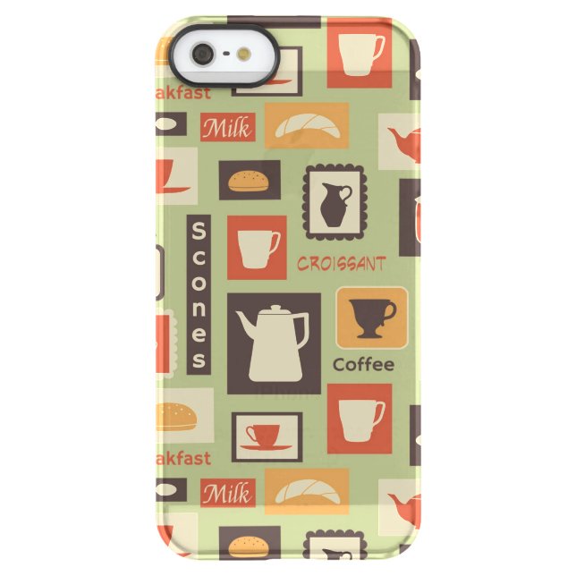 Retro pattern with kitchen dishes for breakfast uncommon iPhone case (Back)