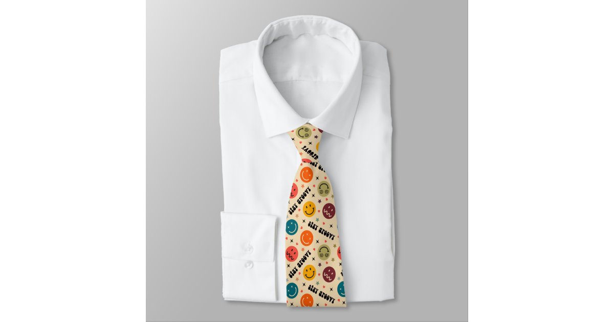 Retro Pattern with Various Emoji Icons Graphic Neck Tie | Zazzle