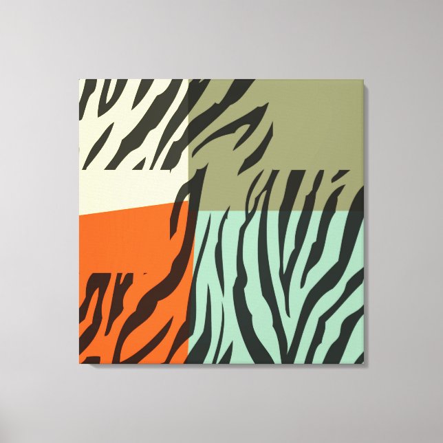 Retro Pattern Zebra Pop Art Wrapped Canvas Print (Front)