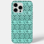 Retro patterns &amp; flowers on mint green background iPhone 15 pro max case